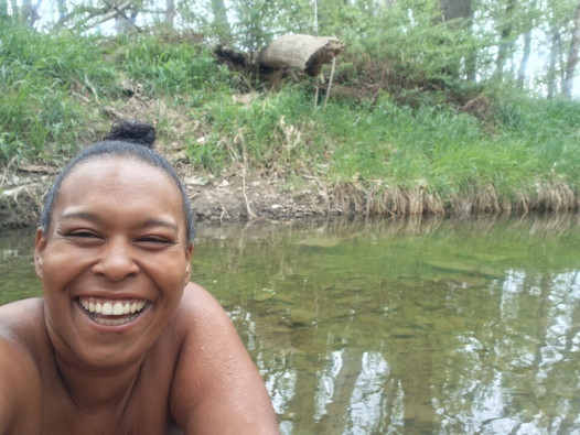 Black Bbw Goes Skinnydipping in a Stream