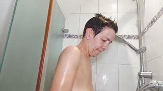Slut taking a shower
