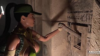 Ebony and blonde futanari babes entertaining the Egyptian pr