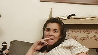 Slut likes to masturbate in front of her stepson& ;s friends almost uncovered