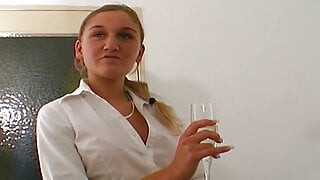 Slim looking German babe with blonde hair gets a fuck of her life
