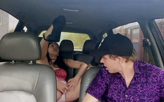 Wife Cheating with a Taxi Driver in the Car Outside the House