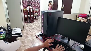 Big-titted, big-assed stepmom fucks her stepson while her husband is at work