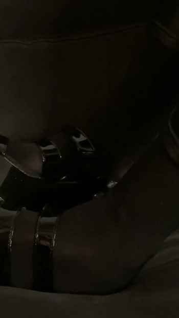 Black High Heel Mules and Leggings Fetish Masturbation Clip 1