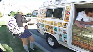 Sweet teen spreads her legs and gets fucked in ice cream truck